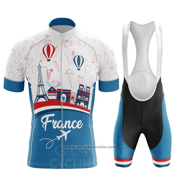 2020 Odziez Rowerowa Mistrz Francja Niebieskie Niebo Bialy Czerwony Krotkie Rekawy I Rowerowe Szelkach